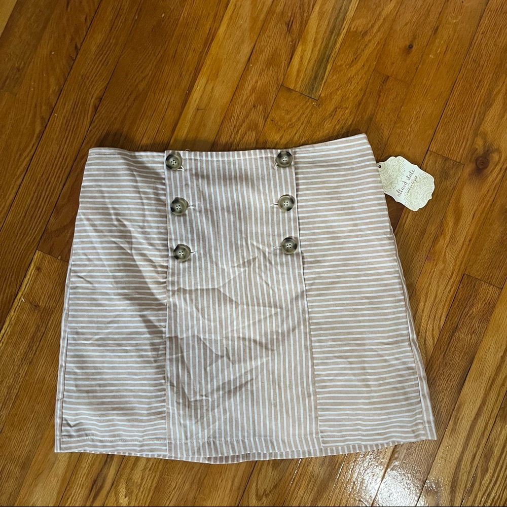 Altard state button up striped cream skirt